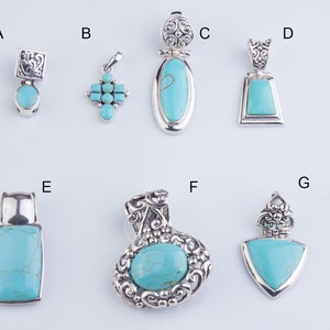 Variety of Turquoise Pendants, Priced per Piece, Statement Pendants, Slide Turquoise Sterling Silver Pendants, Necklace Findings, CM206GC