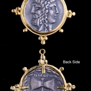 Roman, Greek Large Coin With Gold Bezel Pendant, Ancient, Two Tone Pendant Replica, Reversible Coin, Sterling Silver Coin, Vermeil- VC05