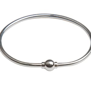 Sterling Silver 7 Inch Flex Bangle with Threaded Ball, Silver Bracelets, Silver Bangles, Bracelet for Charms, Jewelry Supplies, SCBR104