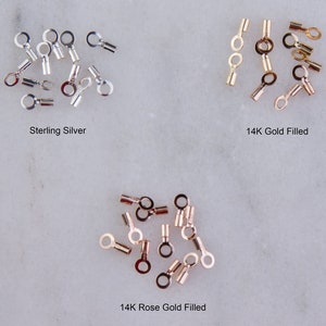 Crimp End Caps in Sterling Silver, Rose Gold Filledd or Gold Filled, 1.1mm Inside Diameter ,Closed Ring End Cap,Jewelry Findings GF022