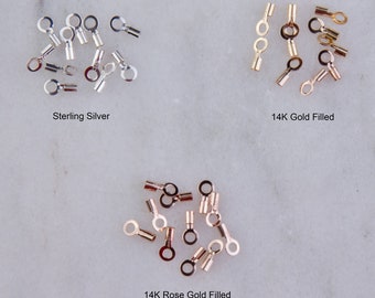 Crimp End Caps in Sterling Silver, Rose Gold Filledd or Gold Filled, 1.1mm Inside Diameter ,Closed Ring End Cap,Jewelry Findings GF022