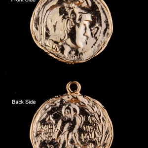 Vintage stijl Gold Coin, verguld Over Sterling Zilver met Replica Romeinse munt, Griekse munt, Romeinse Rijk, Coin Pendant, oude munt, -VC03