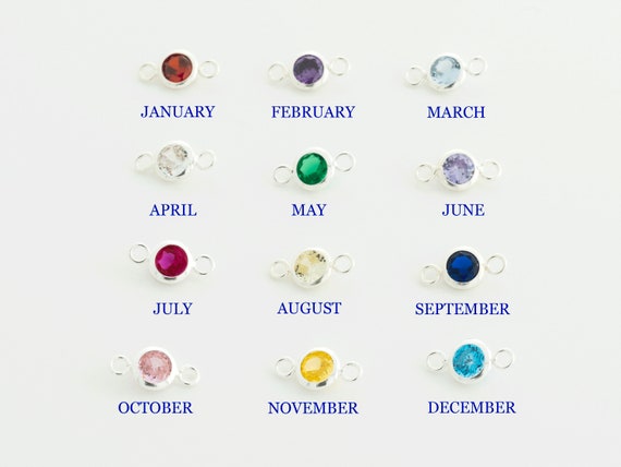 Set of 5,- 4mm Sterling Silver Birthstone Cubic Zirconia Link