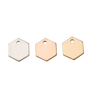 5Pcs-Small Hexagon Stamping Blank in Sterling Silver, Gold Filled, Rose Gold Filled, Hexagon Pendant, Small Hexagon Pendant ST72DR