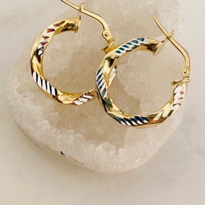 Two Tone Gold Plated Silver Twisted Rope Hoop Earrings, Big Gold Hoops, Thick Gold Earrings, Hoop Earrings, Gift for Women, GFER241