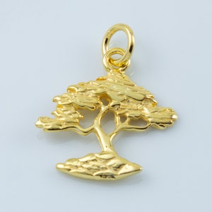 Gold Plated Bonsai Tree Charm, Bonzai Tree Charm, Bonsai Tree Pendant, Cypress Tree Charm, Gold Cypress Tree, Silver Bonsai Tree, CM46G