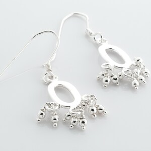Sterling Silver 3 Loops Oval with Beads Earrings, Dainty Earrings, Gift For Mom, Gift for Wife, SEF083