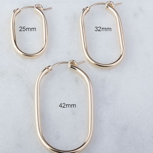 14K Gold Filled Oval Tube Hoop Earring Component, Priced per Pair, 25mm,32mm and 42mm, Thick Gold Filled Tube Hoops, GFER213