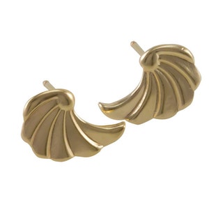 Gold Art Deco Inspired Angel Wing Stud Earrings, Fan Stud Earrings, Art Deco Style Angel Wing Stud Earrings, Art Deco Style Earrings, GFER54