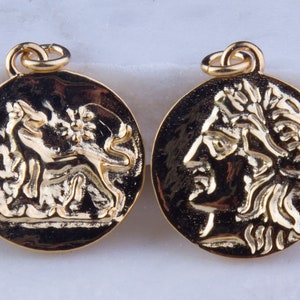 Vintage Style Gold Coin, Gold Plated Over Sterling Silver, Replica Roman Coin, Greek Coin, Roman Empire, Coin Pendant, Old Coin, - VC35