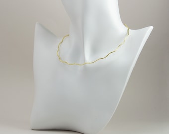 Sparkle Wavy Wire Choker in Gold Plated over Sterling Silver, Sterling Silver, Everyday Choker Necklace, Statement Necklace, GVN27