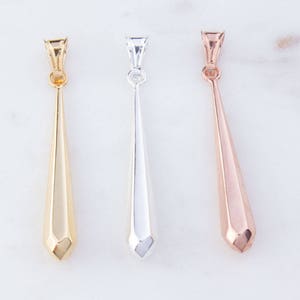 Long Puffed Teardrop Pendant in Silver, Gold Plated or Rose Gold Plated, Teardrop Pendants, Pendant Supplies, Teardrop Charms HCIN225