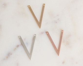 3Pcs-Large V Shape Connector in Sterling Silver, Rose Gold Filled, Gold Filled, Basic Shape Blanks, Geometric Triangle Blanks, ST133DR