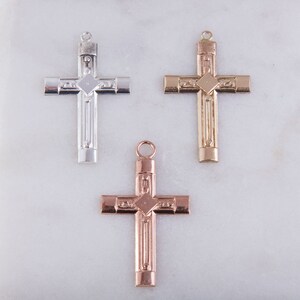 2 Stück-Design großes Kreuz in Sterling Silber, vergoldet, Rose Gold gefüllt, Kreuz Anhänger, Religion Charms, CM212C