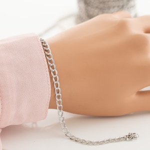 Double Link Charm Bracelet Chain By Foot in Sterling Silver, For Permanent Jewelry, Permanent Bracelet, SCNF016/SCNF043