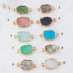 5pcs-Rectangle Gemstone Link Connector Gold Edge, Stone Link ConnectorBracelet, Necklace,Earrings Link Connector Pendant,Stone LInk CM97GC