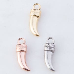 Small Horn, Tusk Pendant in Sterling Silver, Gold Plated over Sterling Silver, Rose Gold Plated, Tusk, Horn Charms, Silver Charms, HCIN223