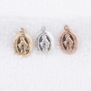 Miraculous Medal Charm in Gold Filled, Sterling Silver, Rose Gold Filled, Pray Metal, Healing, Pendant, Religious Charm, CM142R image 3