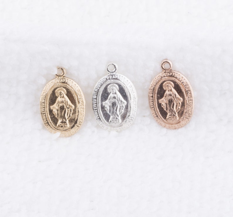 Miraculous Medal Charm in Gold Filled, Sterling Silver, Rose Gold Filled, Pray Metal, Healing, Pendant, Religious Charm, CM142R image 3