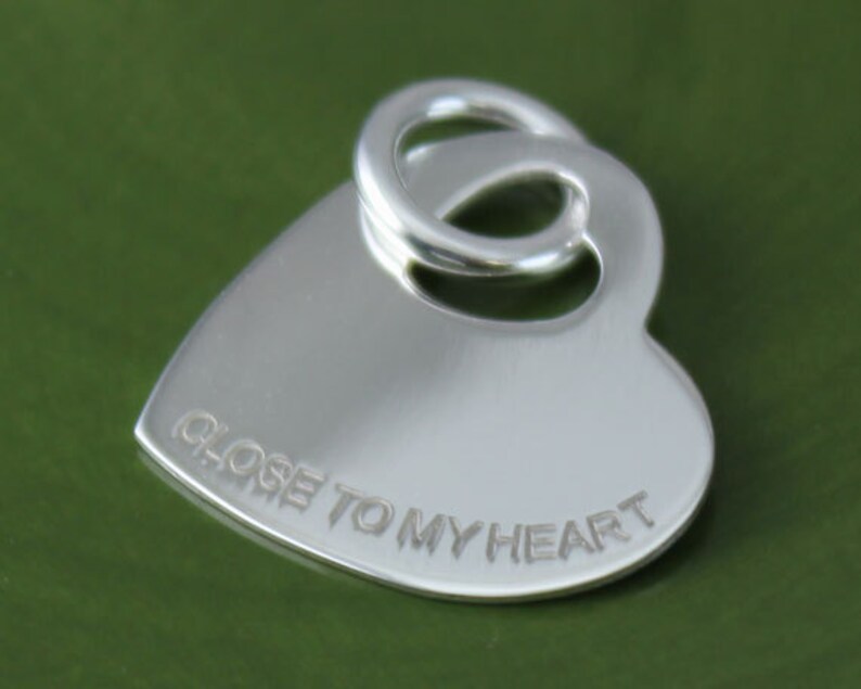 Thick Heart CM108DI Heart Tag Charm Pendant Findings Valentine/'s Day Sterling Silver Polished Close to My Heart Heart Tag Gift For Her