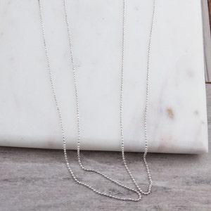 1.2mm Shiny Diamond Cut sterling Silver Beaded Chain, Faceted, Simple Chain, Modern, Dainty, Everyday Wear, Layering, Wear Alone, SCN106