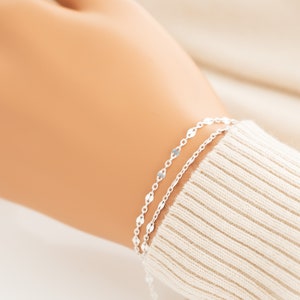 Tiny Lace Sequin Chain,Choker Necklace,Double Bar Link Chain,Sterling Silver,Gold Filled,Chain by Foot,Permanent Jewelry SCNF366