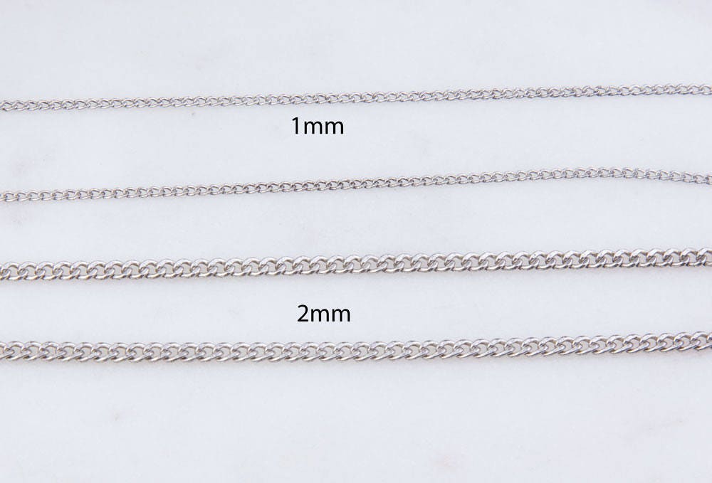 5feet Choose 1mm OR 2mm Curb Chain High Quality Chains in Oxidizied Sterling Silver Curb Chains Chain Findings Priced Per Feet SCNF249