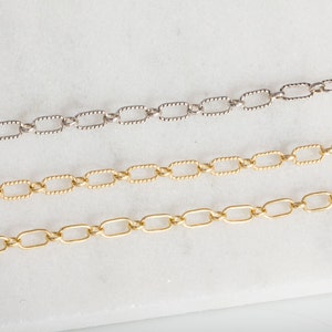 Rectangle Chains By Foot in Sterling Silver, 14K Gold Filled, Jewelry Supplies, Texture Rectangle Chains,Permanent Jewelry ,Bracelet SCNF048