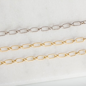 Rectangle Chains By Foot in Sterling Silver, 14K Gold Filled, Jewelry Supplies, Texture Rectangle Chains,Permanent Jewelry ,Bracelet SCNF048