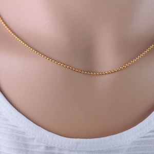 1.5mm Bead Chain Vermeil Gold Plated over Sterling Silver, Ball Chain, Simple Chain, Beaded Chain, Layering, Simple, Everyday Jewelry, GVN10