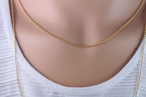Sterling Silver 1.5mm Men's Length Beaded Chain - Various Lengths Sterling Silver 1.5mm Men's Length Beaded Chain - Various Lengths