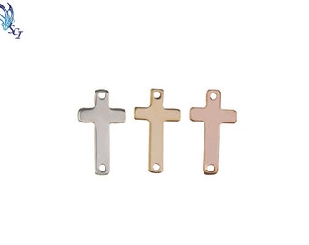 5 pcs Sideways Cross Link Blanks in Sterling Silver, Gold Filled, Rose Gold Filled, Cross Connector, Silver Charms, Cross Link ST50DR