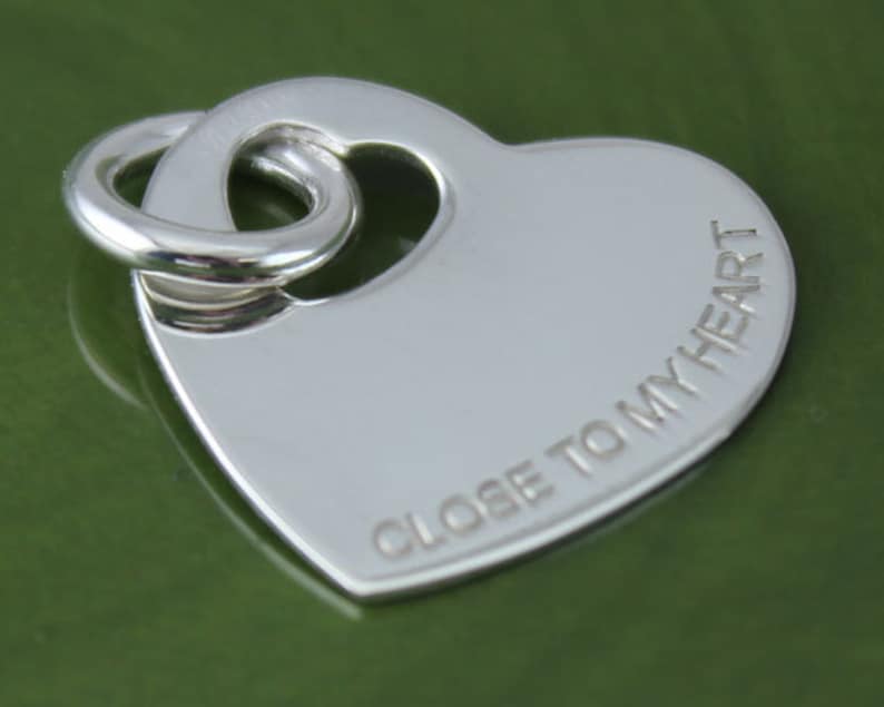 Thick Heart CM108DI Heart Tag Charm Pendant Findings Valentine/'s Day Sterling Silver Polished Close to My Heart Heart Tag Gift For Her