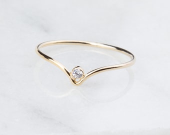 2 pieces - Gold Filled, Silver and Rose Gold Chevron CZ Ring, Gift for Her, Thin Gold Filled Curved Chevron Ring, V Gold Filled Ring, SR312