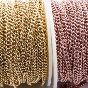Gold Plated or Rose Gold Plated on Sterling Silver Large Curb Chain, Lightweight Chain, Chain Supplies, Choker Chain, Silver Curb,SCNF202