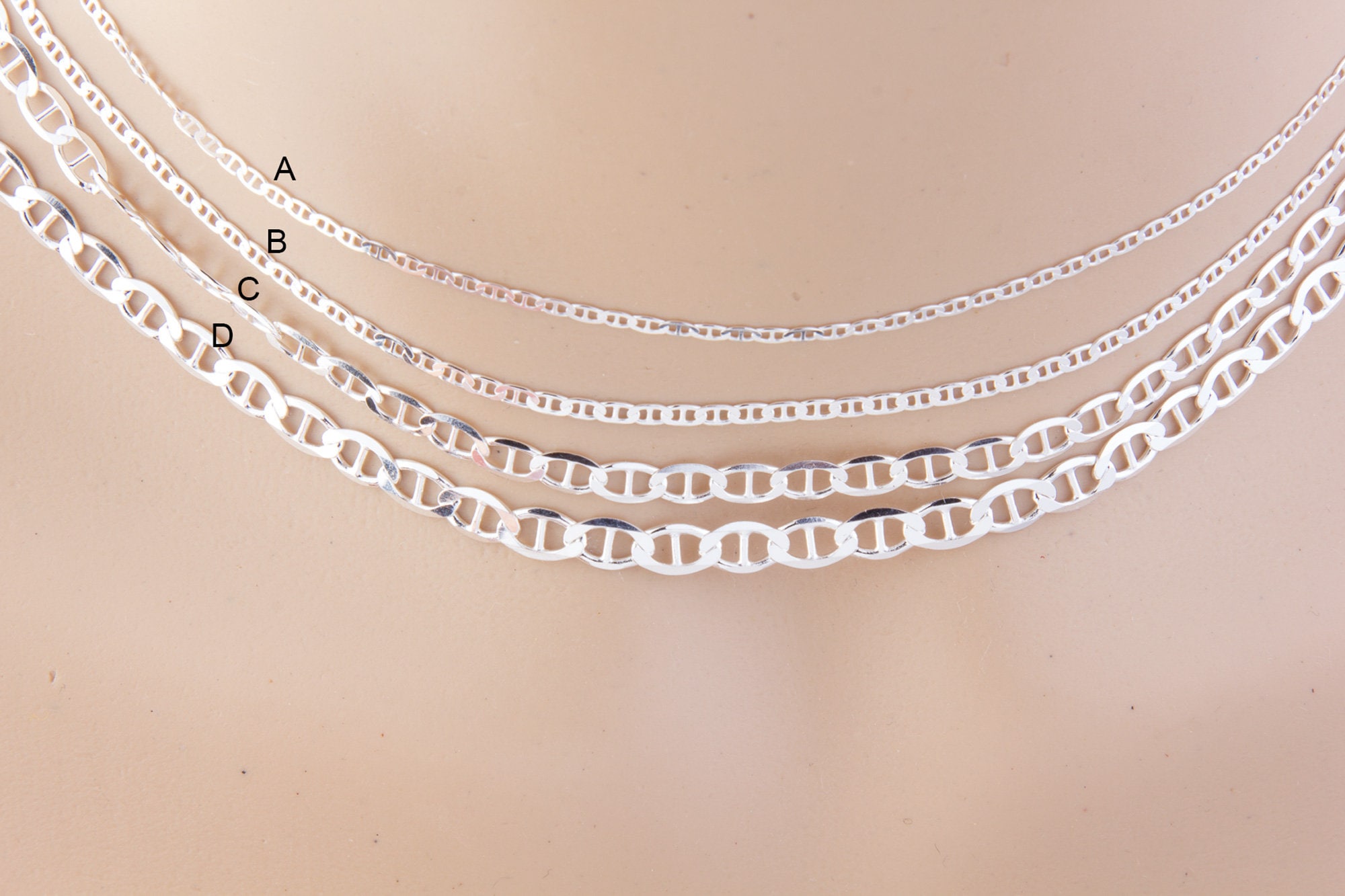 Collana con catena a maglie in argento 925 placcato da 18 pollici, catena per collana finita da 1,8 mm con chiusura a moschettone D007 - Italia