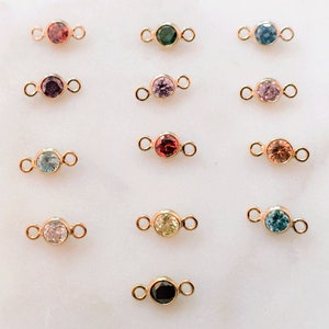 5 pcs -3mm Gold Fillled Birthstone CZ Connector Link,Gold Filled CZ Connector,School Colors  Stone Finding, CM81GC