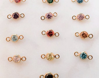 5 pcs -3mm Gold Fillled Birthstone CZ Connector Link,Gold Filled CZ Connector,School Colors  Stone Finding, CM81GC