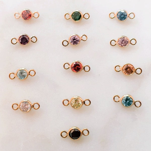 5 stuks -3 mm gold filled geboortesteen CZ-verbindingsschakel, gold filled CZ-verbindingsstuk, schoolkleuren steen vinden, CM81GC