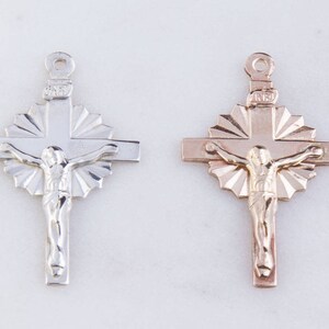 3Stk-Großer Kruzifix Anhänger in Sterling Silber ODER Gold filled, religiöse Anhänger, katholisch, christlicher Anhänger, großer Kruzifix Anhänger, CM207C