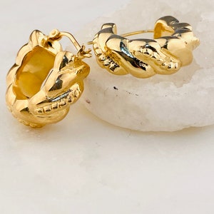 Gold Plated Circle Hoop Earrings, Big Gold Hoops, Thick Gold Earrings, Hoop Earrings, Gift for Women, Earrings for Women, Thick Gold Hoops