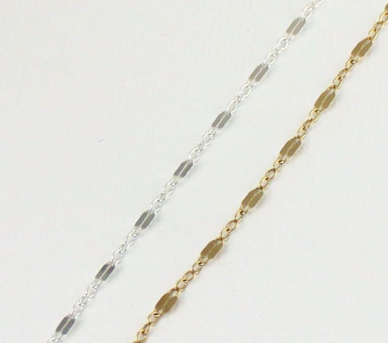 5, 10, 25, 50 or 100 feet Lace Chain,Choker,Double Bar Link Chain,Sterling Silver,Gold Filled,Chain by Foot,Permanet Jewely Chain SCNF126 image 2