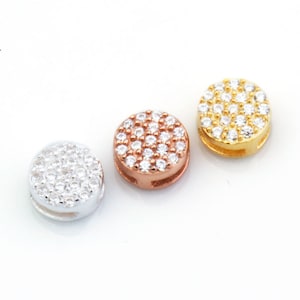 3pcs-Pave CZ Circle Slide,Jewelry Making Supplies,Diamond Circle Charm,Delicate, Dainty CZ in Silver, Gold and Rose Gold, Diamond CZ CM154LC