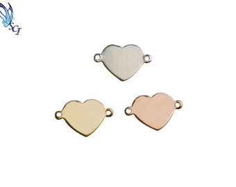 10 Pcs-10mm Small Heart Stamping Blank,Sterling Sliver,Gold Fill,Rose GF,Stamping Supplies, Hand Stamping Heart, Link Connectors,59LC