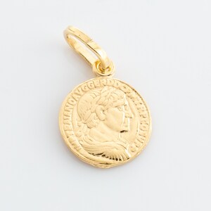 Vintage Style Roman Gold Coin, Gold Plated Over Sterling Silver, Replica Roman Coin, Greek Coin, Coin Pendant, Old Coin,  VC91
