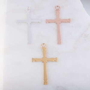 2 Stück - schlicht großes Kreuz in Sterling Silber, vergoldet, Rose Gold gefüllt, Kreuz Charm Anhänger, Religion Charms, CM215C