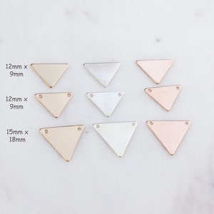 SET OF 3, 12 x 9mm OR 15 x 18mm, Geometric Triangle Blank in Silver, Gold, Rose Gold Stamping Supplies,Small Triangle Stamping Blank, ST42GF