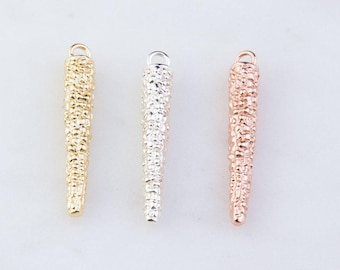 Textured Spike Heavy Pendant in Silver, Gold Plated, Rose Gold Plated, Spike Pendant, Pointed Spike Pendant, Charm Findings HCIN240