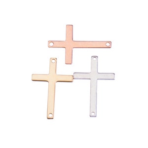 3pcs-Silver 22mm Cross Stamping Link, Cross Link, Cross Link Connector,Cross Jewelry, Sideways Cross Link,2 Hole Cross Link,Cross, ST53DR