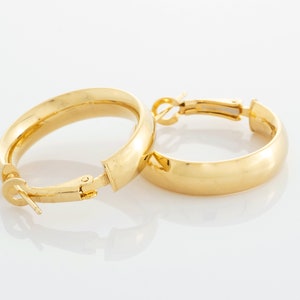 26mm Hoops, Gold Plated over Sterling Silver Omega Clip Hoops, Statement Gold Hoops, Bold Gold Hoops, Shiny Gold Hoops, GFER261